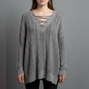 Michael Stars Crochet Knit Grey Sweater size M